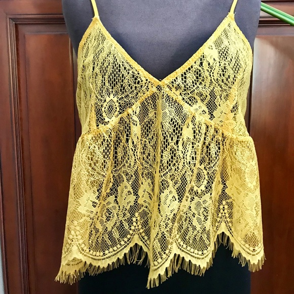 Yellow Lace See-through Tank - Picture 2 of 5